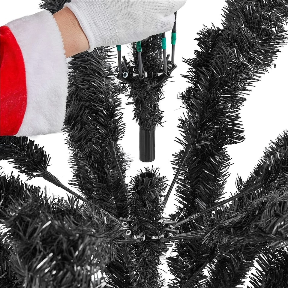 image 1 of Yaheetech 219 cm Tall Hinged Fir Holiday Decoration Artificial Christmas Tree Black