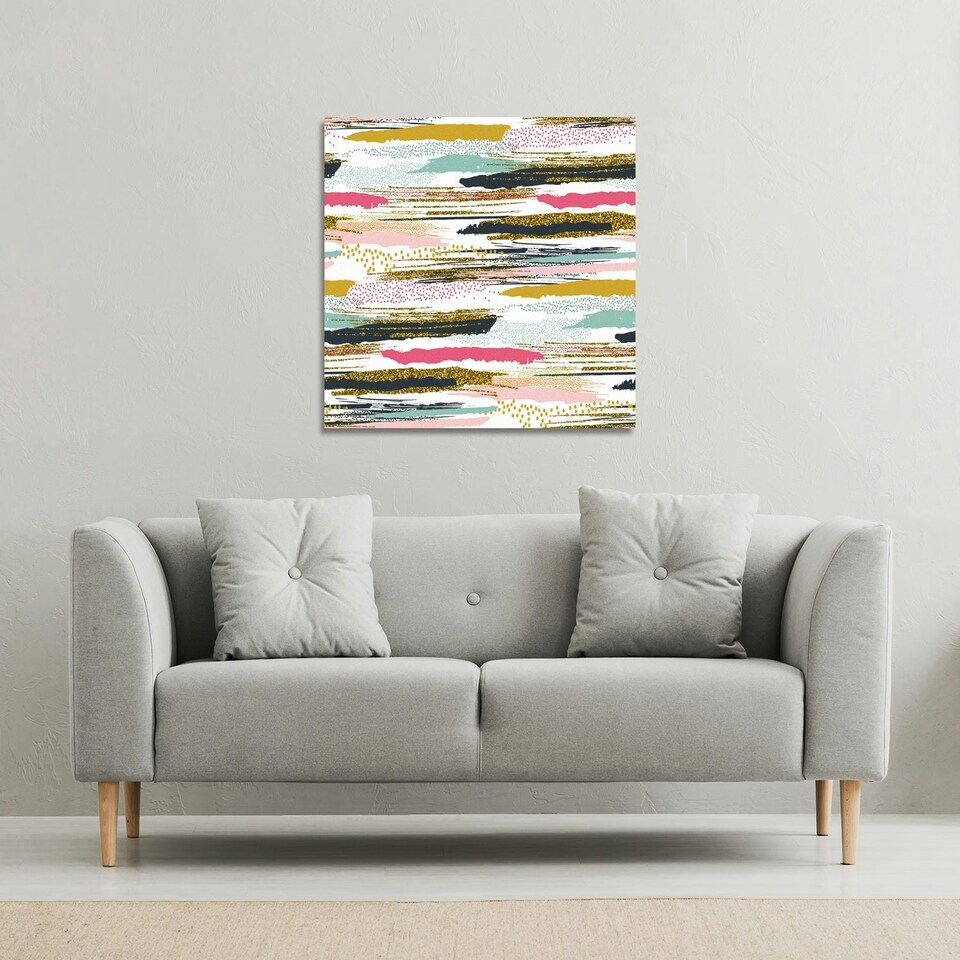 image 1 of Coloured Stripes & Spots (Canvas Print) 114 x 114 x 4cm