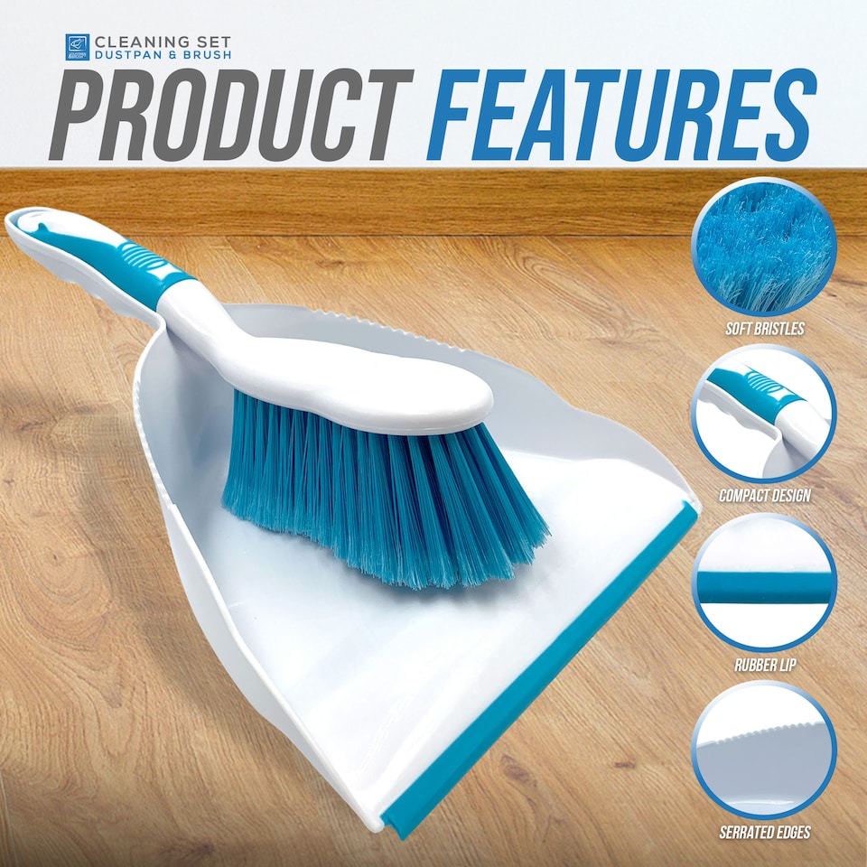 image 1 of Durable Bristles and Easy Sweep Dustpan and Brush Set
