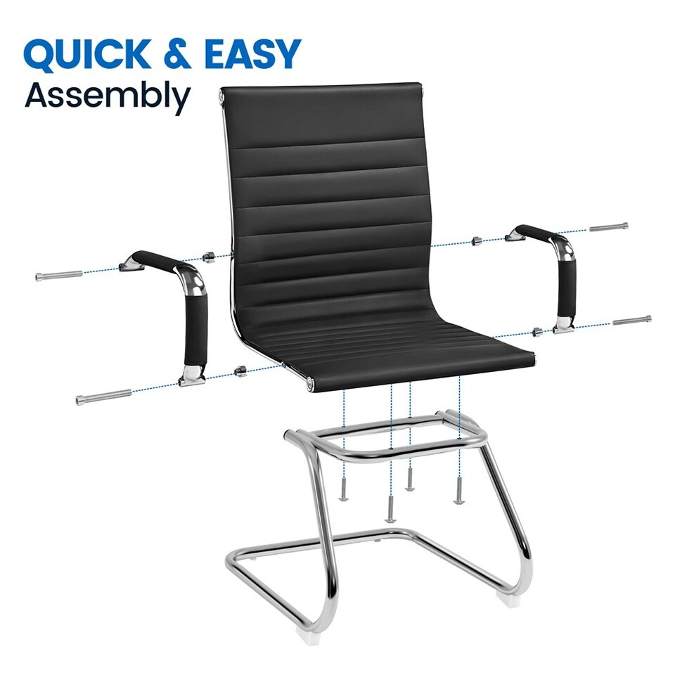 image 1 of Yaheetech 2pcs Mid-back Ergonomic Office Desk Chair Black | Black