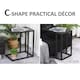 image 4 of HOMCOM C Shape End Table withMetal Frame Sofa Side Table Narrow Snack Coffee Table for Living Room, Black Marble Effect | Black