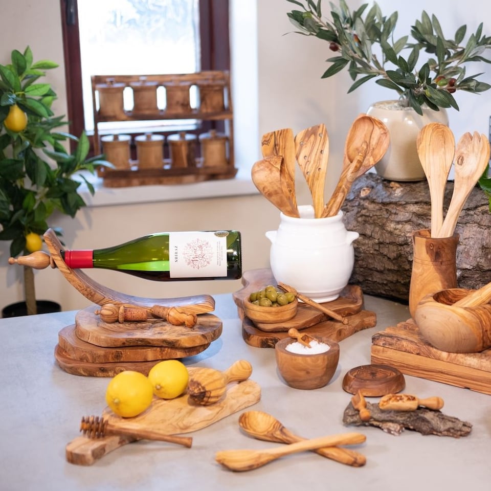 image 1 of Verano Spanish Ceramics Olive Wood Cookware Ladle - 25cm
