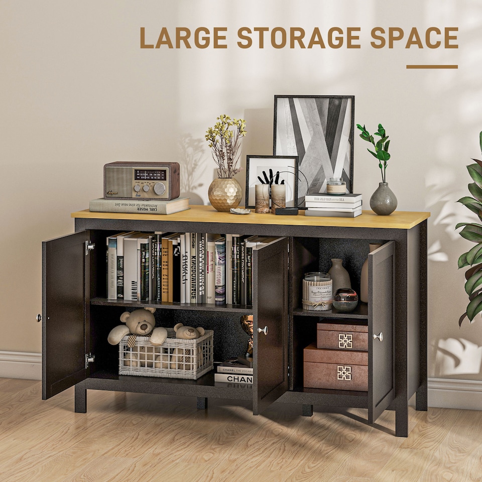 image 1 of HOMCOM Sideboard Buffet Storage Cabinet, Storage Cabinet with Doors, Black