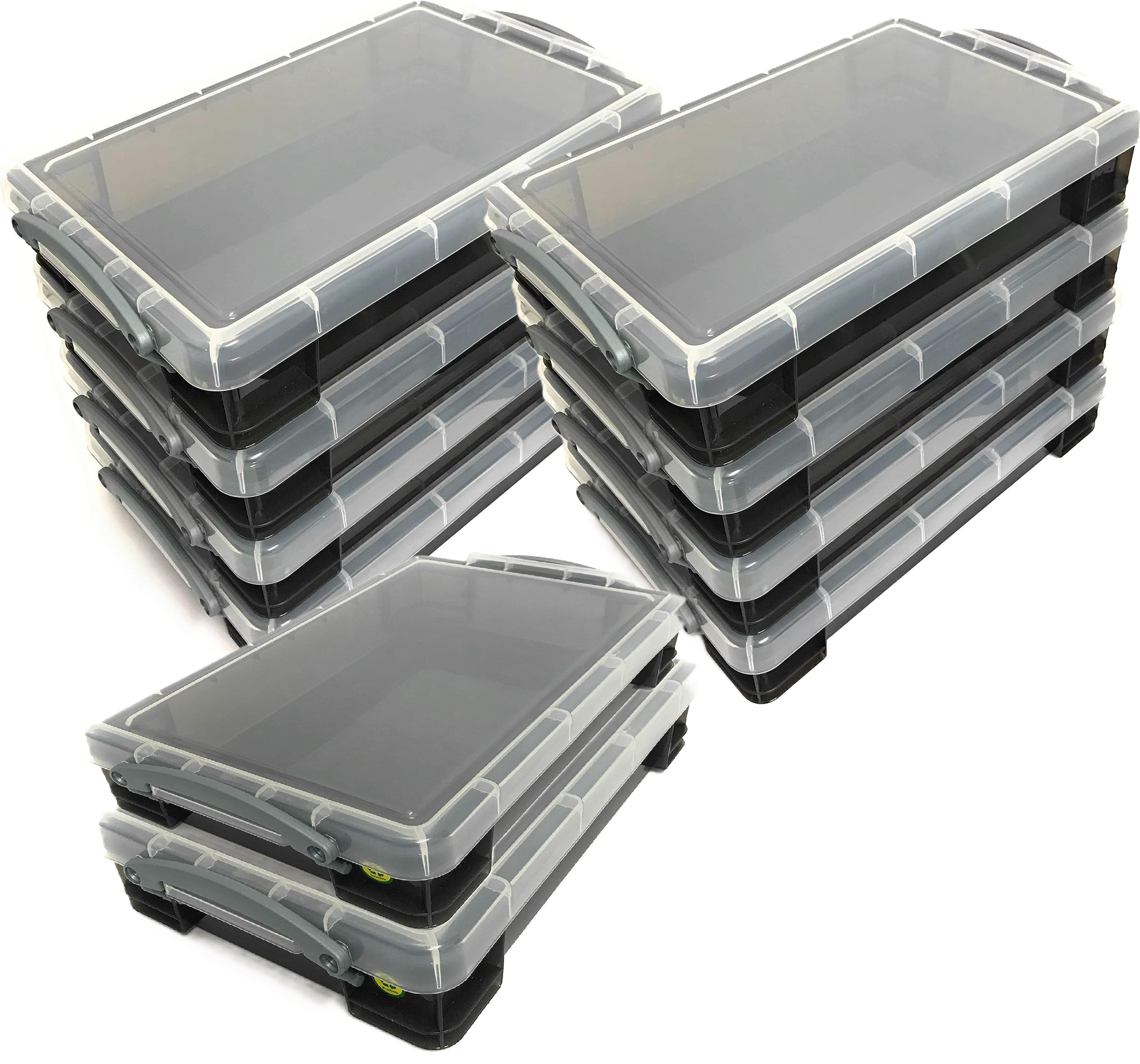 Really Useful Plastic Storage Box 4 Litre Transparent Black Pack of 10