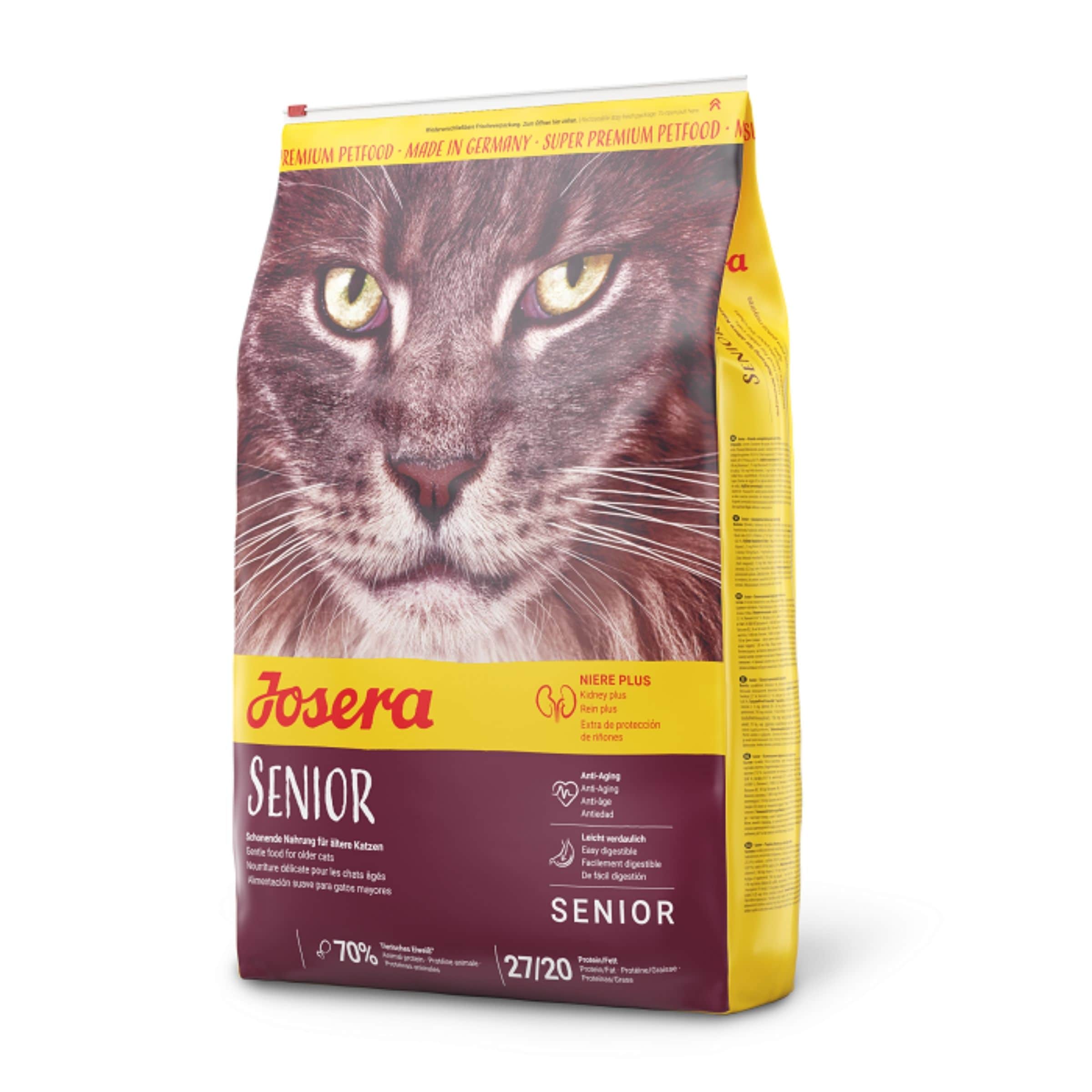 Josera Senior complete food for older cats | Easily digestible | Kidney support | Sensitive stomach | Gluten free | Anti-Hairball | Herbs & Fruits | 10kg