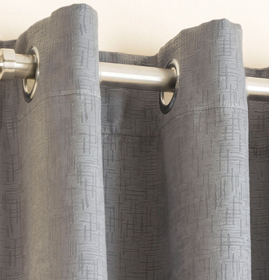 image 1 of Enhanced Living Vogue Grey Silver 66 x 54 inch (168x137cm) Eyelet Thermal Noise reducing Dim Out Curtains (PAIR) | Grey | Grey | 2