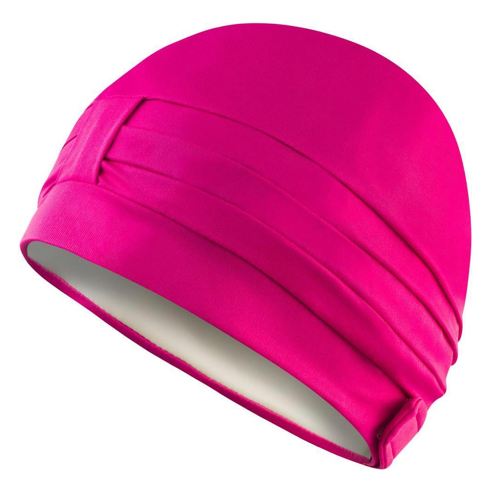 image 1 of Ladies Comfortable Fabric Swimming Cap | Turban Style Lightweight Swim Cap | Pink | Pink | One Size | 1