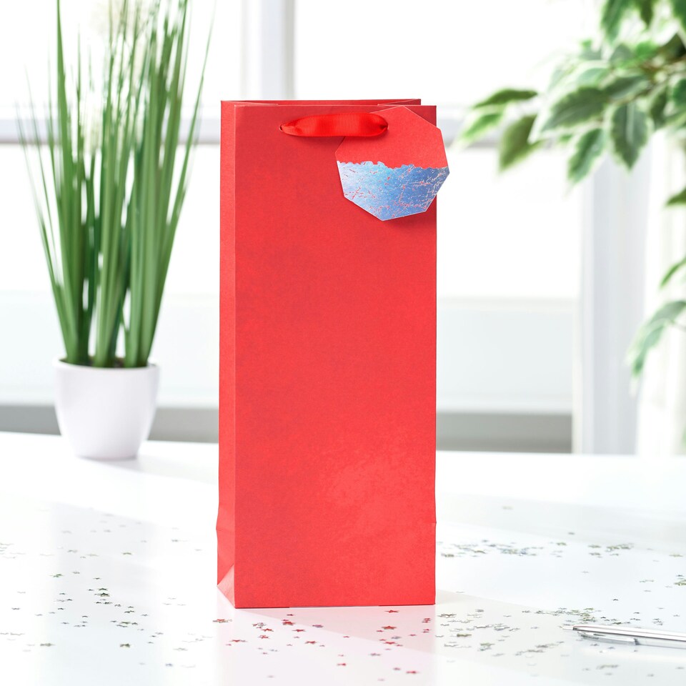 image 1 of Plain Red Bottle Gift Bag - Pack of 3