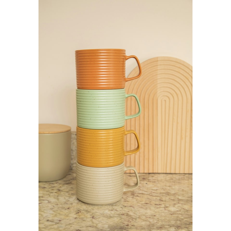 image 1 of KitchenCraft Mug Set Multicolour Stoneware 400ml Set of 4 | Multi