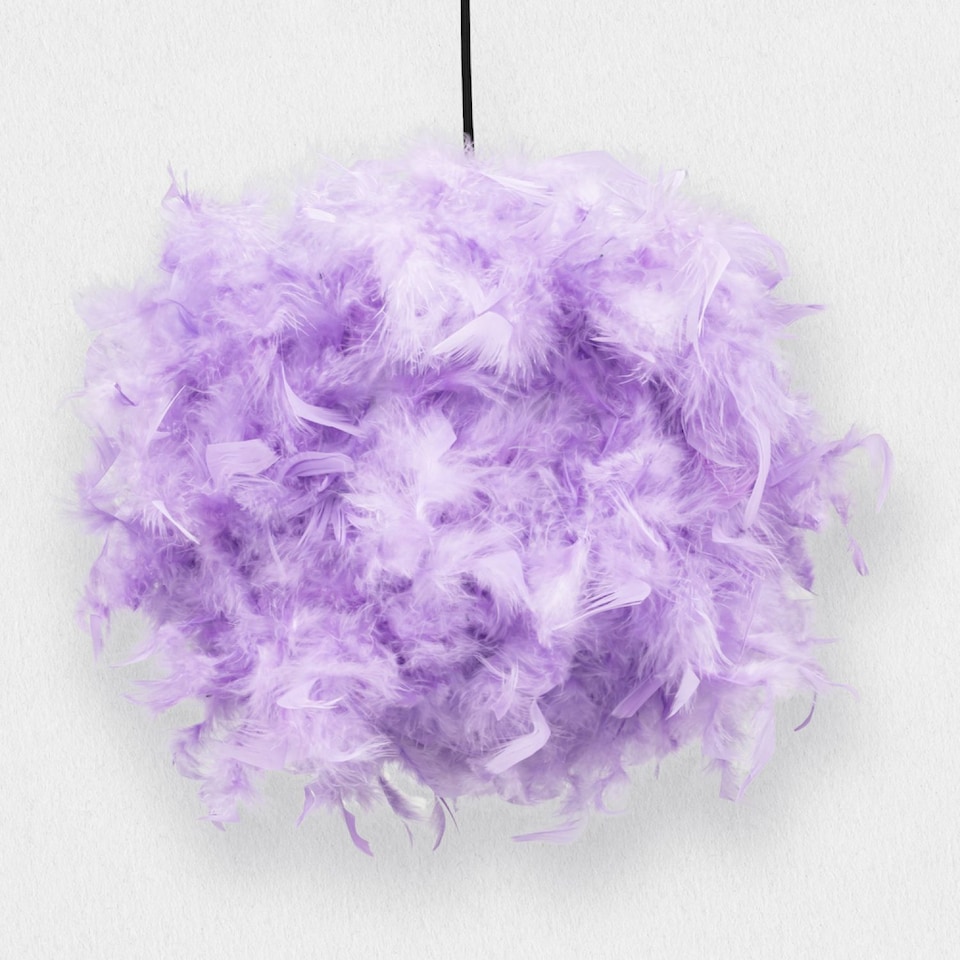 image 1 of Eye-Catching and Modern Small Lilac Feather Decorated Pendant Lighting Shade | Purple | Lilac | 1