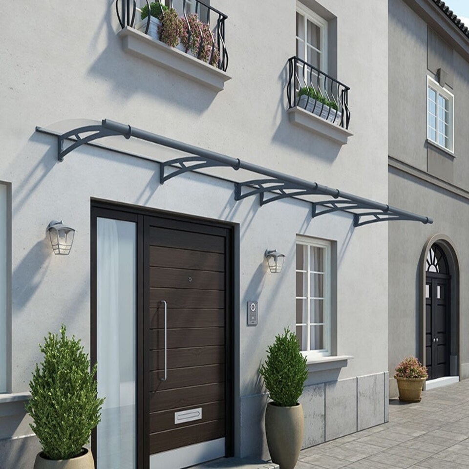 image 1 of Patio Cover Aquila Door Awning Canopy 4100 Clear - Acrylic - L412 x W91.5 x H17.5 cm - Grey | Grey