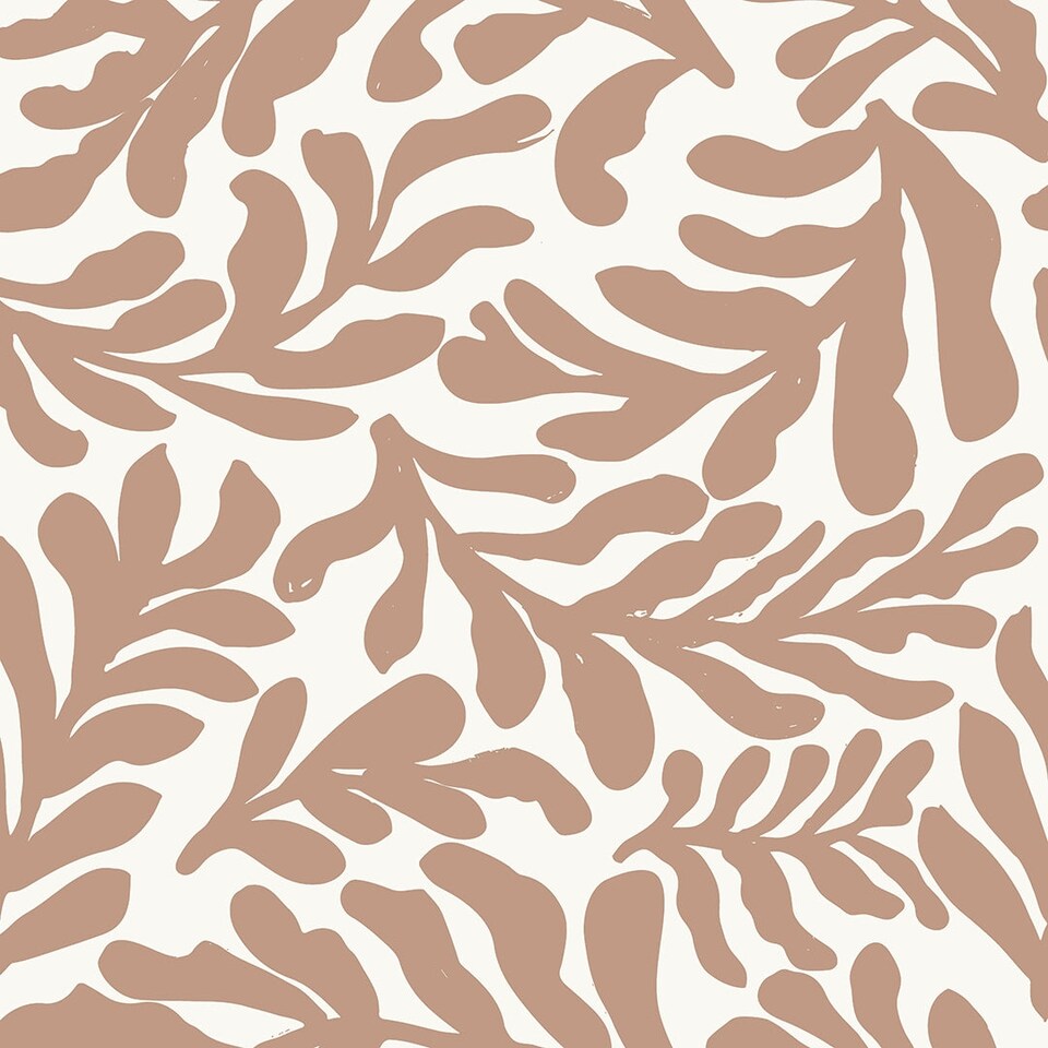 image 1 of Coral Leaf Wallpaper in Coffee on Cream | Cream | Neutral