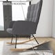 image 4 of HOMCOM Wingback Rocking Chair with Wooden Base, Upholstered Fleece Glider Rocker for Nursing, Modern Armchair - Dark Grey