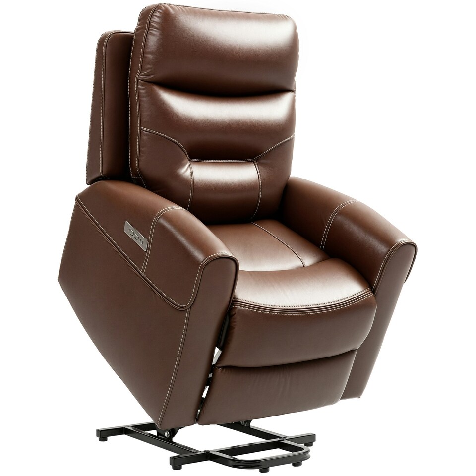 image 1 of HOMCOM Overstuffed Riser and Reclining Chair with USB Ports, Remote, Brown Brown