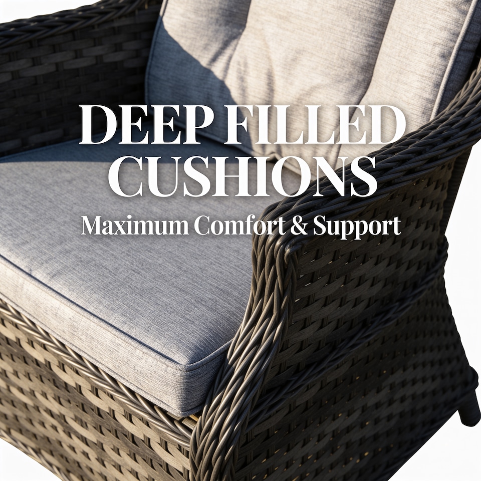 image 1 of Rattan Garden Dining Chairs Set of 2 - Grey Outdoor Patio Chairs with Cushions, Weatherproof Wicker Furniture