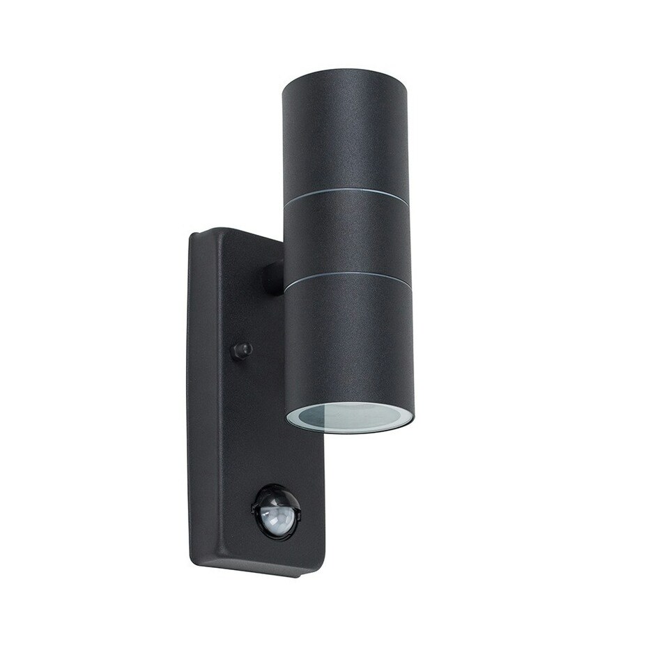 image 1 of ValueLights Up Down Matte Black Wall Light and GU10 Spotlight LED 5W Warm White 3000K Bulb Black