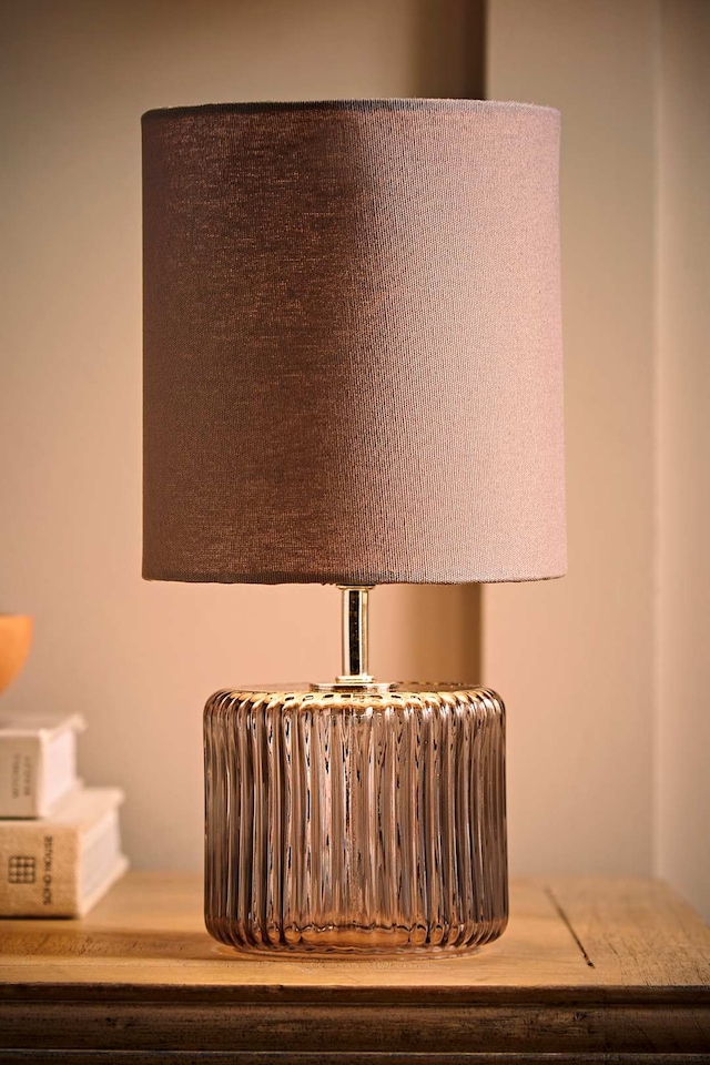 image 1 of ValueLights Betty Pair Grey Smoke Tinted Glass Table Lamps & Bulbs | Grey