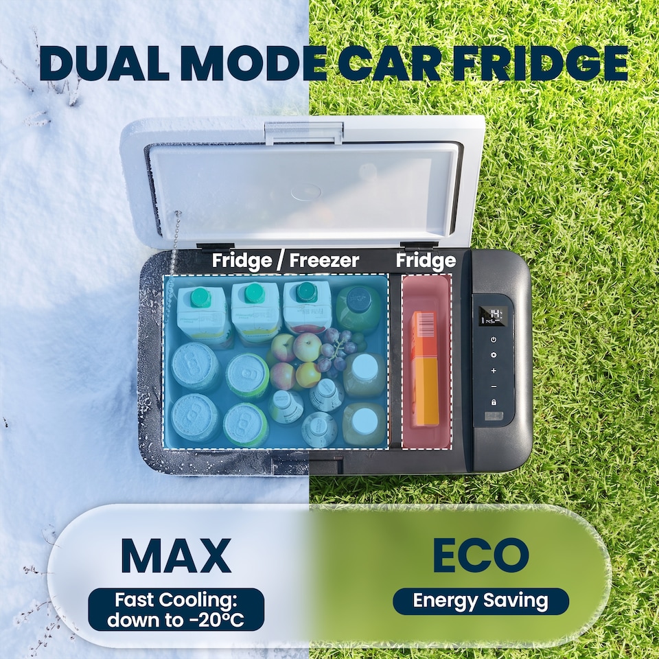 image 1 of Outsunny 12V Portable Car Refrigerator w/ Inner LED Light Indoor Outdoor, 25L