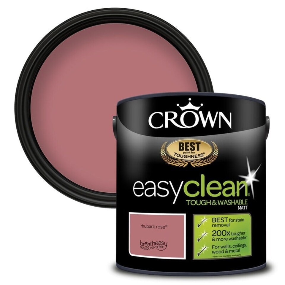 image 1 of Crown Easyclean Matt Emulsion 2.5L Rhubarb Rose