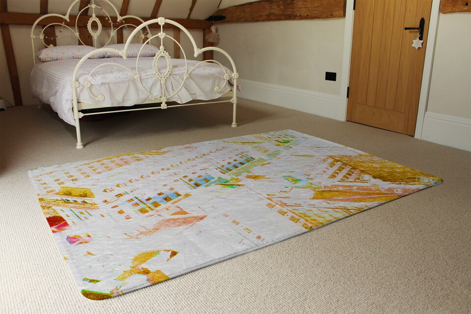 image 1 of London Roof Tops Orange Rug | Multi