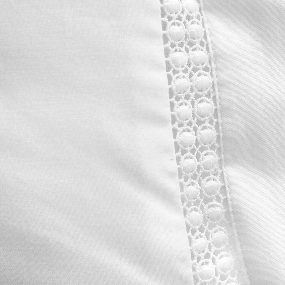 image 1 of Bianca Oxford Lace Trim 200 Thread Count Cotton Duvet Cover Set White | White | Single
