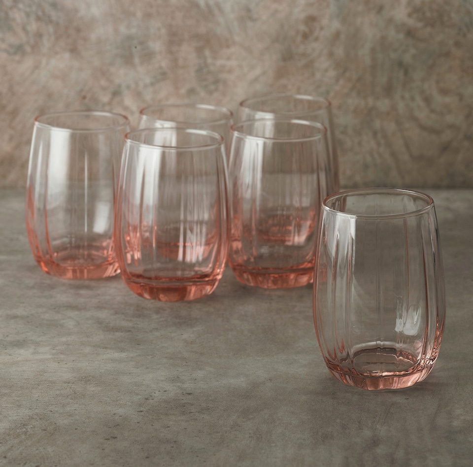 image 1 of Pasabahce Coloured Drinking Glasses Tumblers Set | Pink | Pink 240ml | Set of 6 | 6