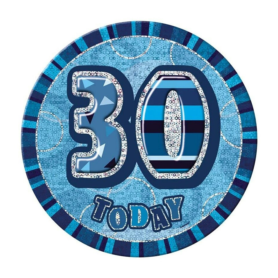 Unique Party Glitz 30th Birthday Party Badge - Blue/Silver - One Size