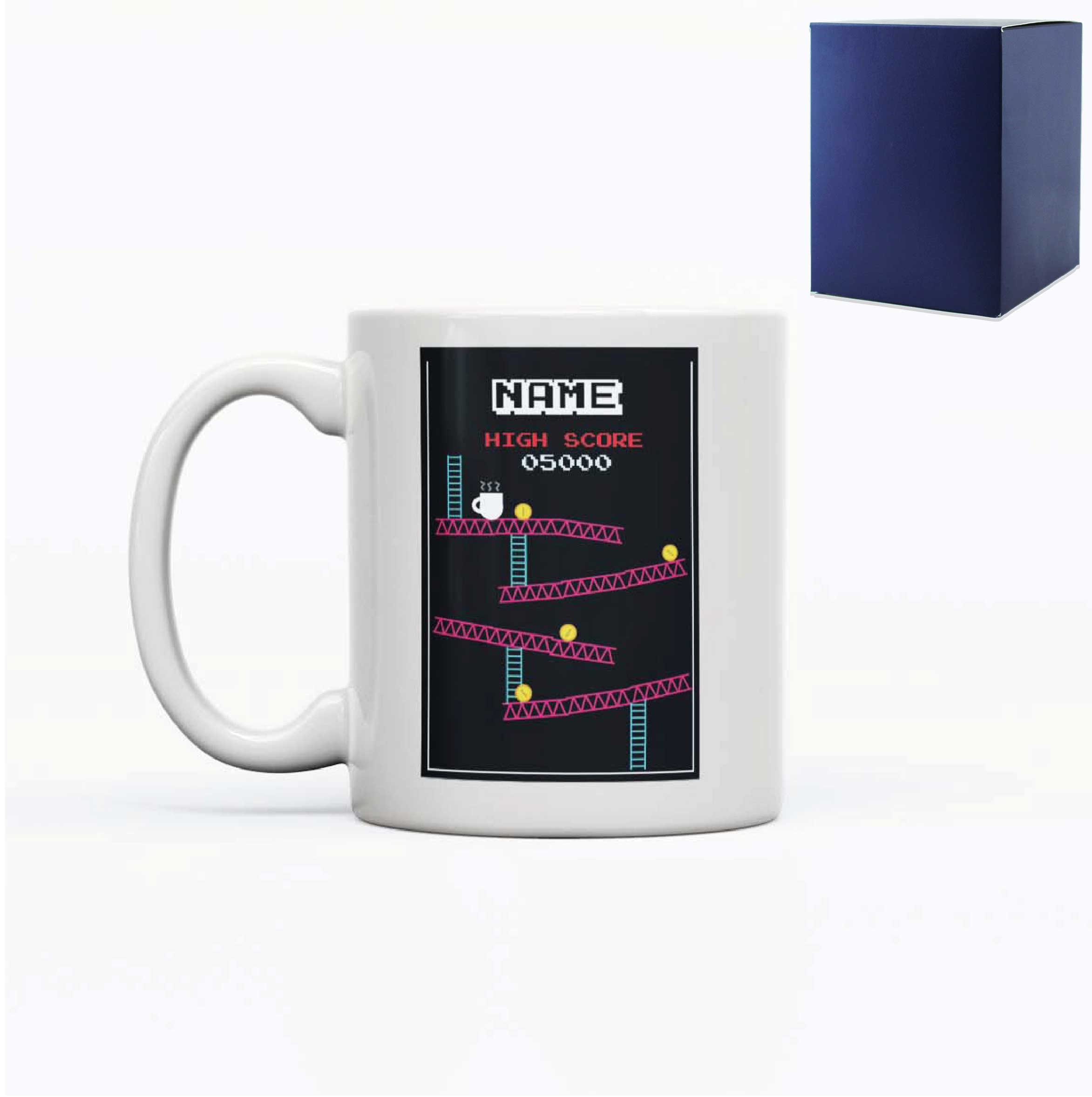 Uniqueful Personalised Name Retro Arcade Game Design Printed Mug Birthday in White
