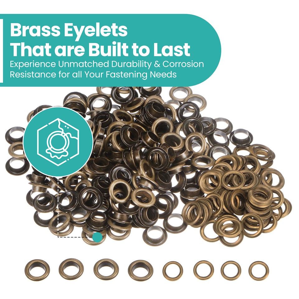image 1 of 20mm Brass Eyelets with Washers for Arts & DIY Projects - 50 Pcs