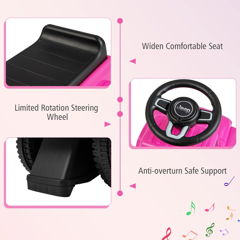 image 1 of COSTWAY Licensed Jeep Ride On Car Toddler Foot-to-Floor Pink