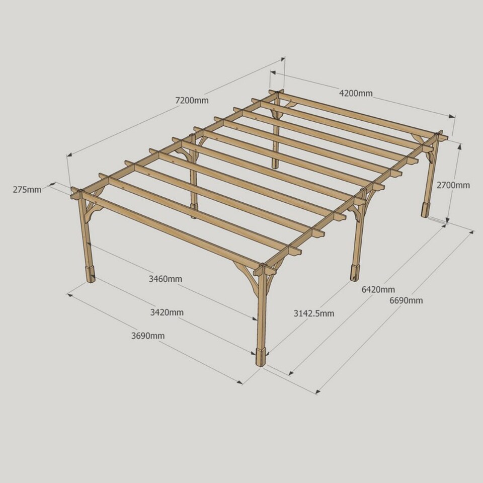 image 1 of Premium Pergola 6 Posts - Wood - L420 x W720 x H270 cm - Rustic Brown