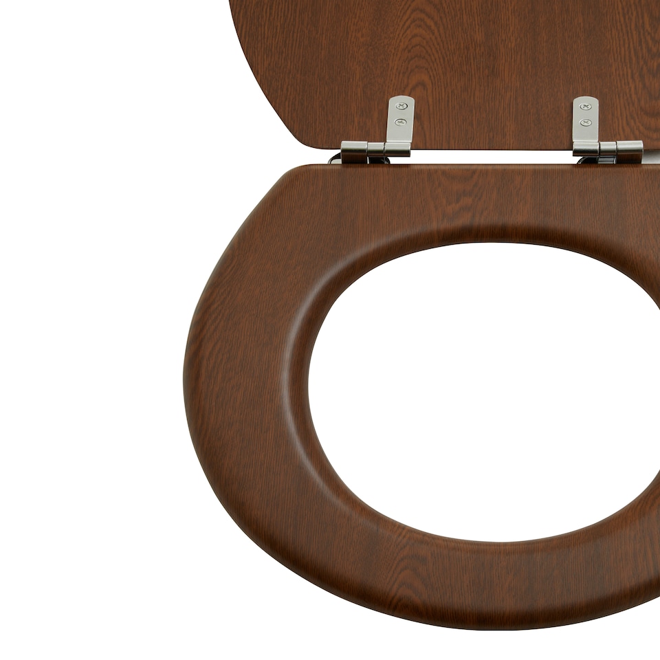 image 1 of Interiors by Premier Dark Oak Toilet Seat, Rich Veneer Woodgrain Finish Toilet Lid, Solid MDF Toilet Cover, Round Toilet Seat
