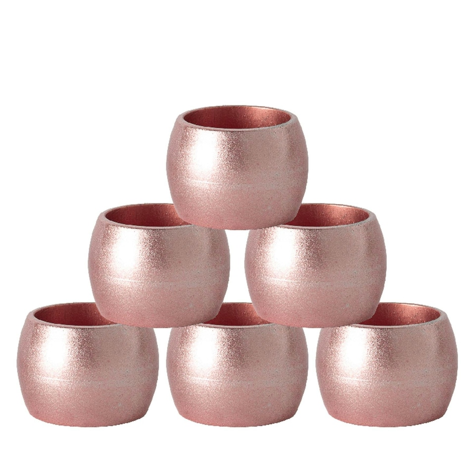 image 1 of Argon Tableware Metallic Napkin Rings - 4.5cm - Rose Gold - Pack of 6 | Pink | Rose Gold