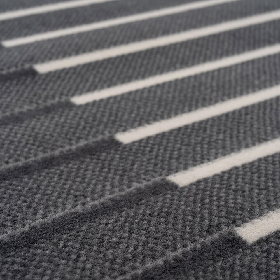 image 1 of kukoon 3ft - 39ft Grey Striped Stair Carpet Long Hallway Runner Rug 60cm x 823cm
