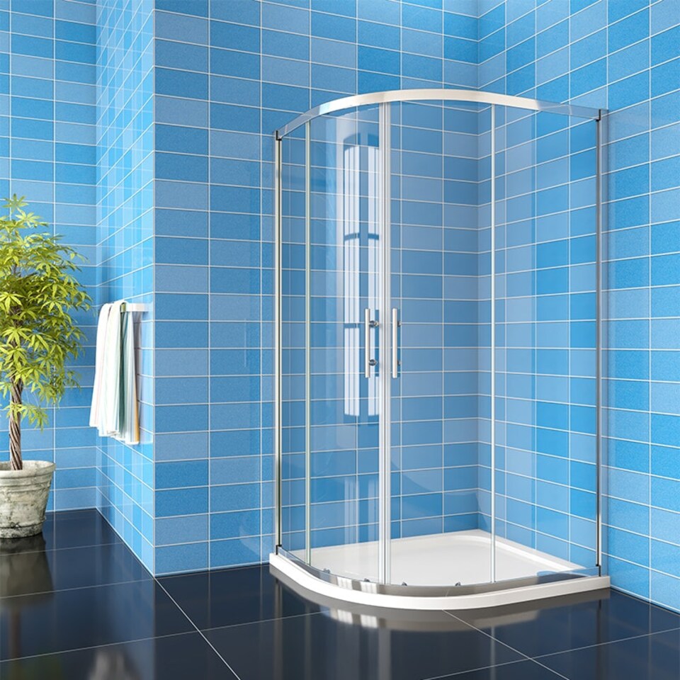 image 1 of Aica Bathrooms 1200x900mm Quadrant Shower Enclosure Walk In Corner Cubicle Glass Screen Door (Copy) Chrome