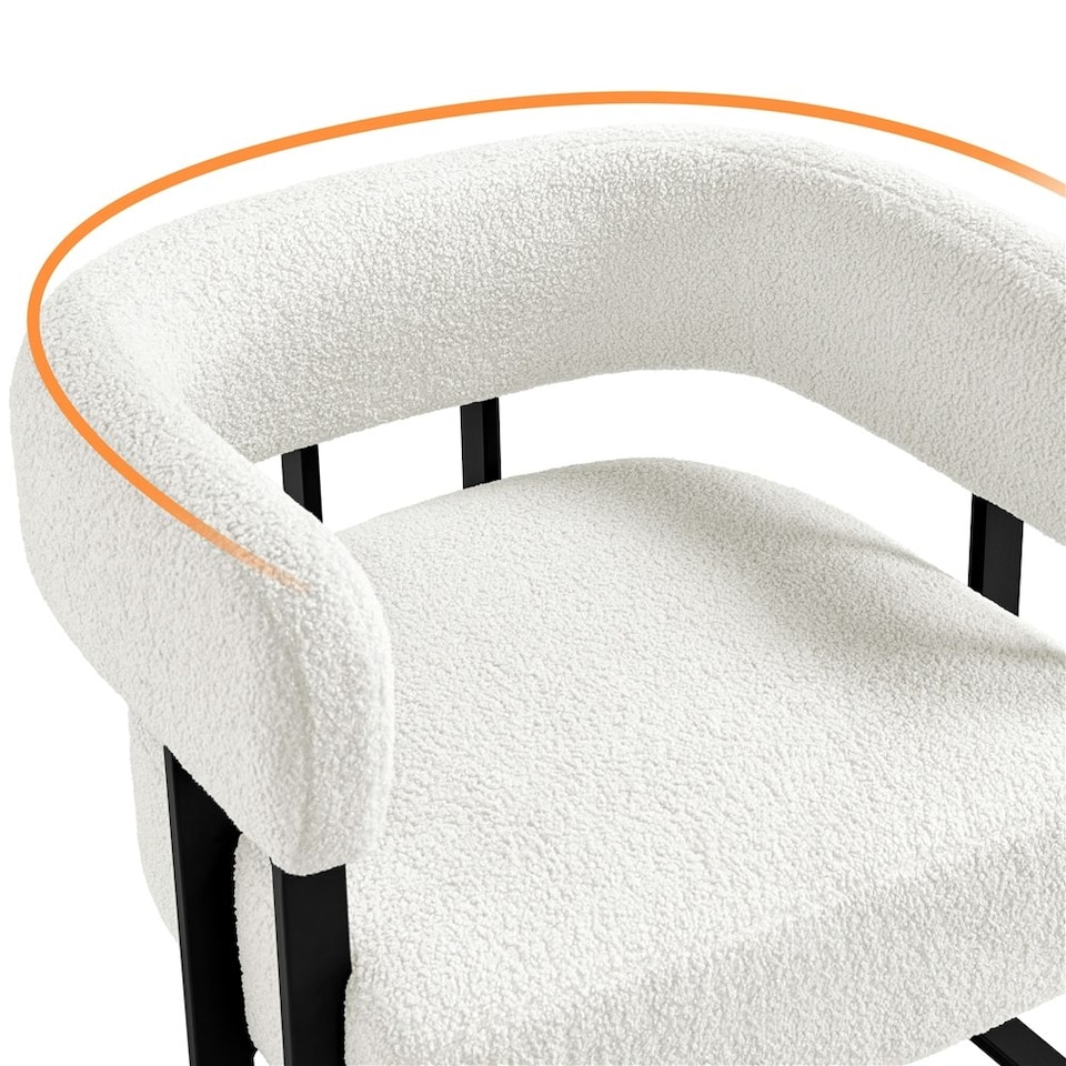 image 1 of Yaheetech Boucle Barrel Accent Chair with Metal Legs Lumbar Pillow | White