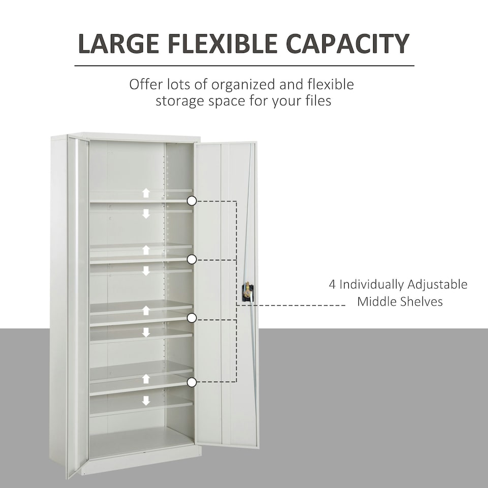 image 1 of Vinsetto Cream 2-Door Metal Filing Cupboard | Office Cabinet