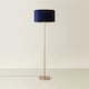 image 3 of ValueLights Charlie Chrome Floor Lamp Navy Velvet Shade & Bulb Blue