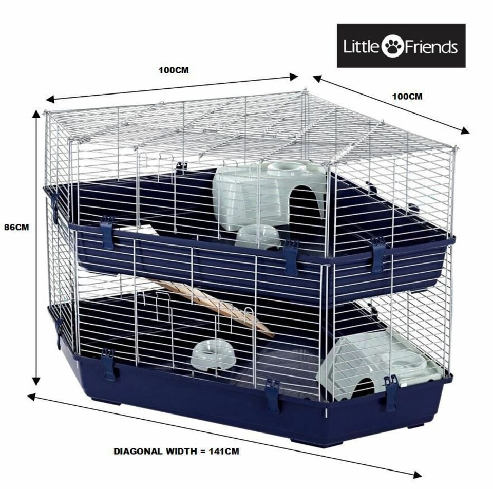 image 1 of Rabbit & Guinea Pig Cage 142cm - Indoor Double Corner | Little Friends