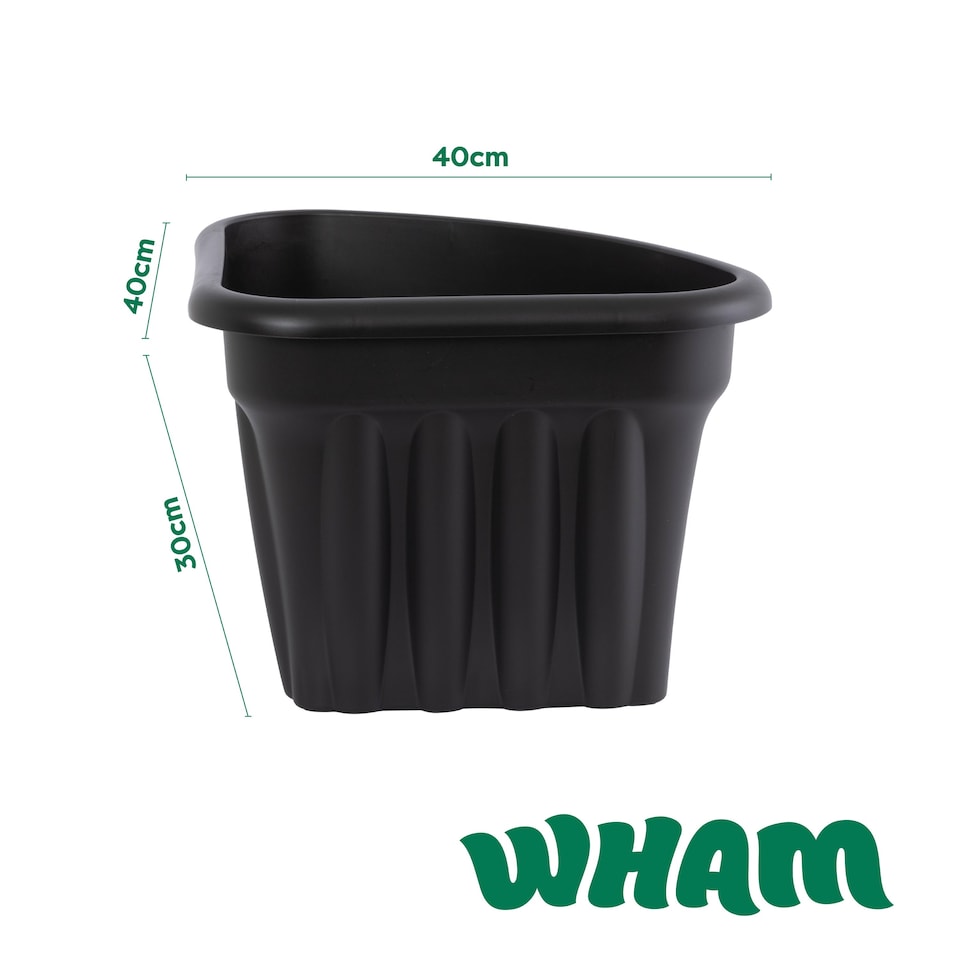 image 1 of Wham Vista 4 x 40cm Corner Plastic Garden Planters | Black | Slate/Black