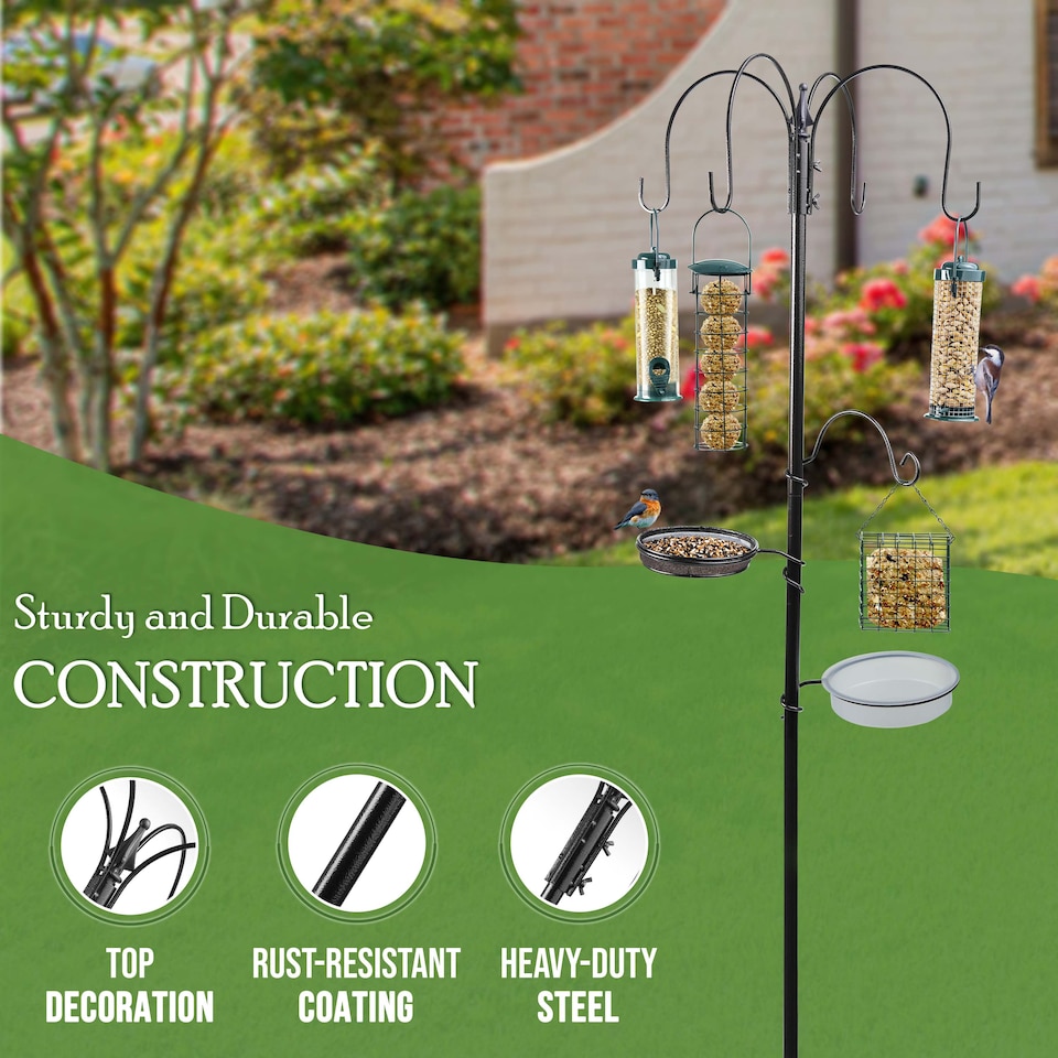 image 1 of Wild Bird Feeding Station Garden Water Bath, Table, Hanging Feeder & Stabilizer