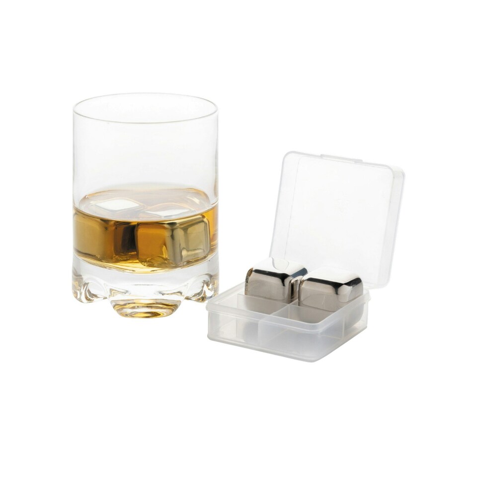 image 1 of XD Collection Stainless Steel Reusable Ice Cube Tray (Pack of 4) - Silver - One Size Silver
