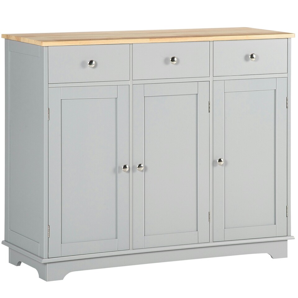 image 1 of HOMCOM Sideboard Buffet Cabinet with Storage Cabinets and Drawers, Grey Grey | Natural Wood