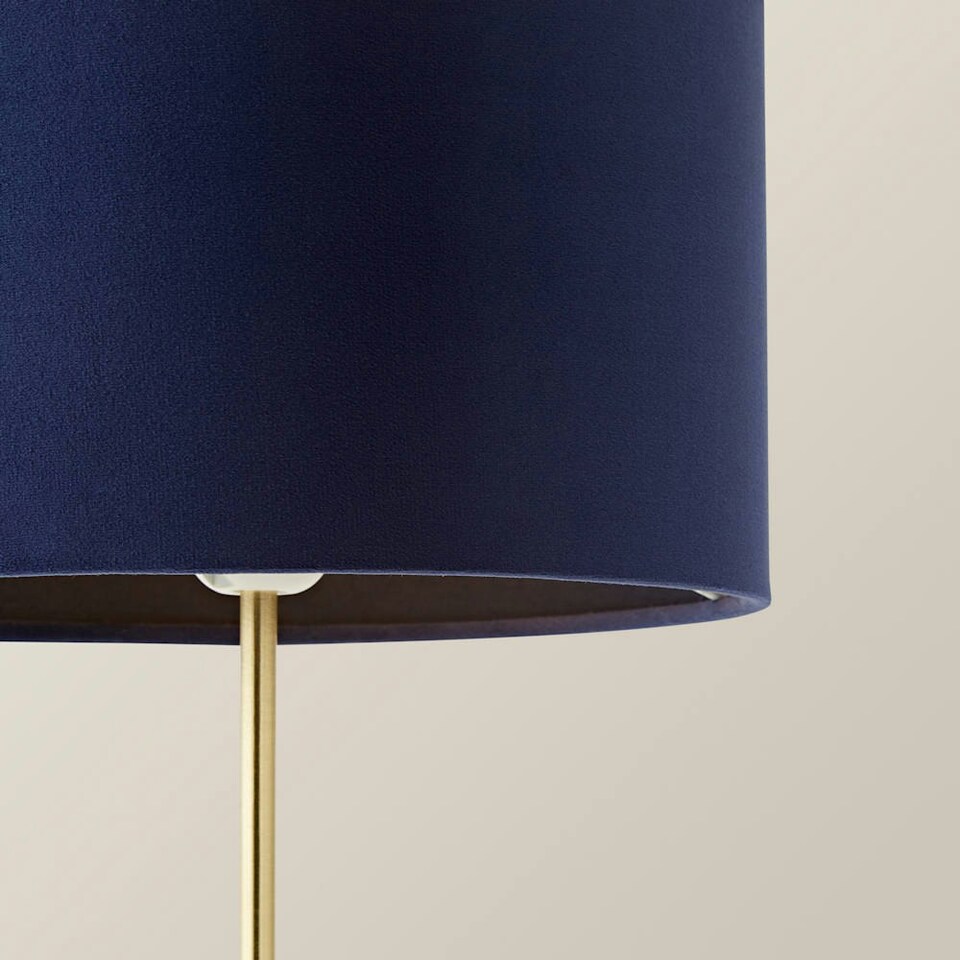 image 1 of ValueLights Charlie Gold Table Lamp Navy Velvet Shade 