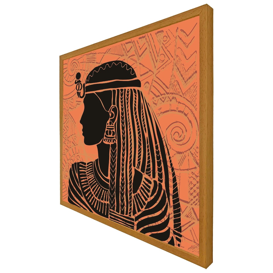 image 1 of Egyptian women on orange (Picture Frame) Brown | Oak | XS
