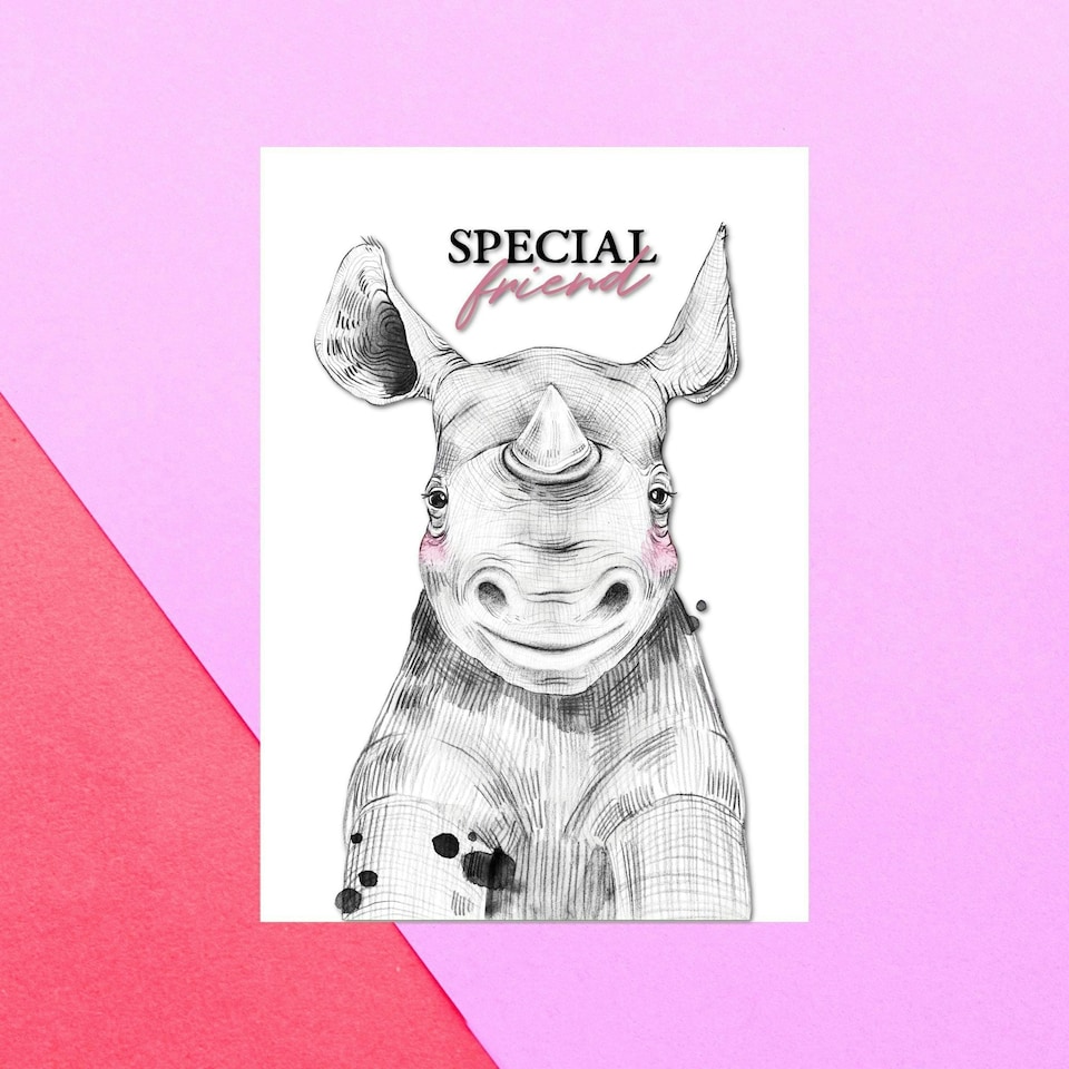 Special Friend Rhino Greetings Card