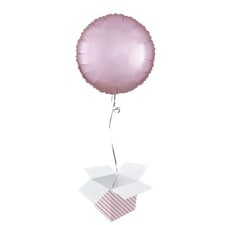 Pastel Pink Satin Luxe Round Shape Foil Helium Balloon - Inflated Balloon in a Box