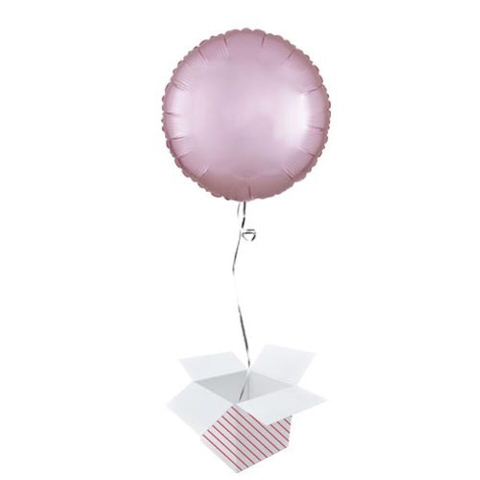 Pastel Pink Satin Luxe Round Shape Foil Helium Balloon - Inflated Balloon in a Box