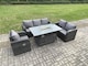 image 3 of Fimous Rattan Garden Furniture Set with Fire Pit Table 6 Seater Outdoor Lounge Sofa Set Dark Grey Mixed