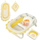 image 1 of AIYAPLAY Foldable Baby Bath Tub Set with Bath Cushion, Wash Basin, Yellow